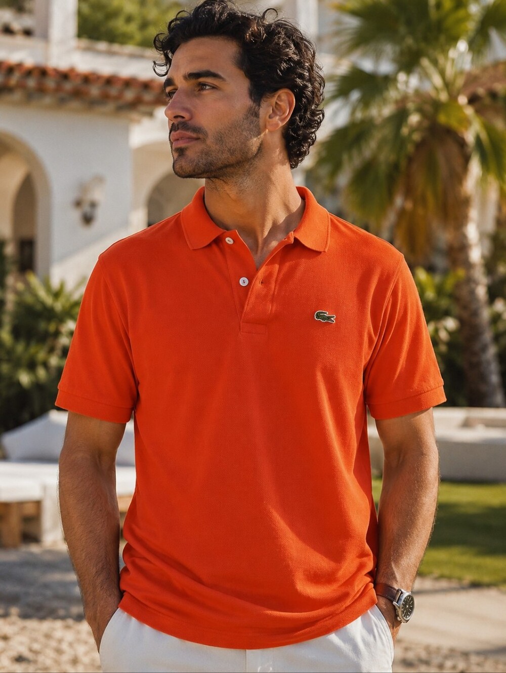 Lacoste Polo Shirt Mens US XL (Size 7) Orange Short Sleeve Classic Preppy Cotton